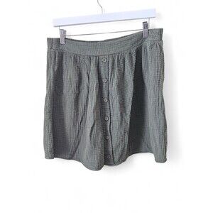 Amadi Mini Skirt Women's Size Medium Olive Green Textured Gauze Button Front